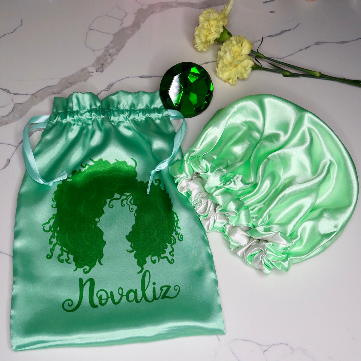 Protect Your Crown Satin Bonnet Set- Mint Green